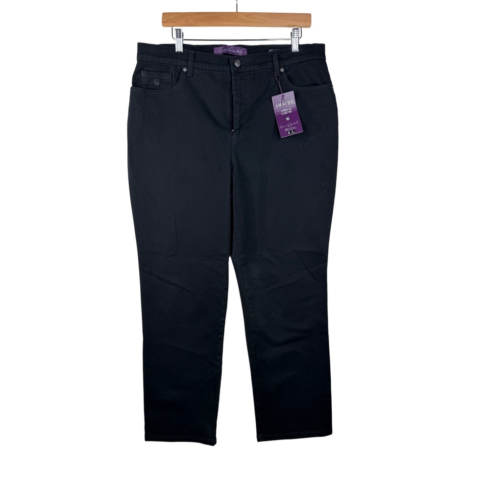 New Gloria Vanderbilt Amanda Classic Fit Tapered Leg Jeans size 16 Short Black